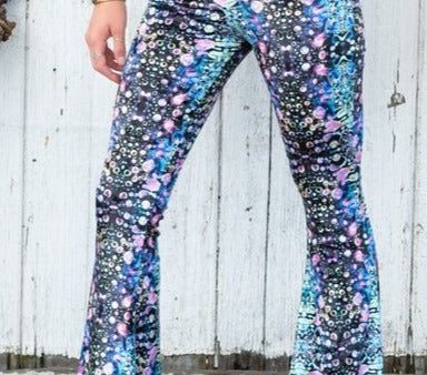 Cyan Liquid Light Velvet Bell Bottoms Warrior Within For Sale