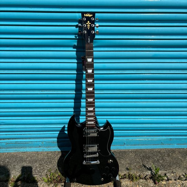 B-Stock Vintage V69 SG Style Electric Guitar Gloss Black Cheap