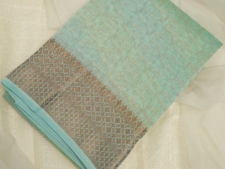 Light Sea Green Chanderi Silk Saree For Cheap