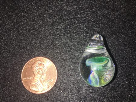 Brainfreezeboro - Drippy OZ Hand blown Custom Glass Necklace Mini Mushroom Pendant - Green Blue For Sale