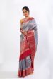 Grey Chiniya Silk Saree with buta and contrast border on Sale