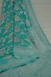 Aqua Blue Khaddi Chiffon Saree with Silver Zari Jaal Hot on Sale