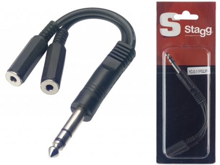 Stagg 1x Stereo Male 1 4  Jack 2 x Mono Female Mini Jack Adaptor Cable Cheap