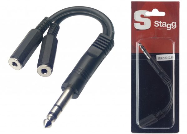 Stagg 1x Stereo Male 1 4  Jack 2 x Mono Female Mini Jack Adaptor Cable Cheap