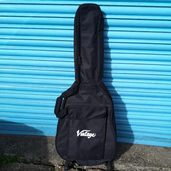 Vintage V300 Left Handed Solid Top Acoustic Folk Guitar Package (inc. gigbag, Strap, Tuner, Pics & Spare Strings) Supply