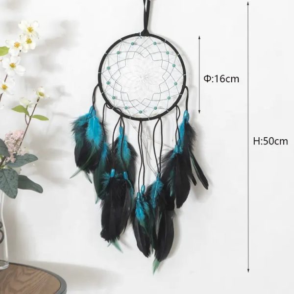 Black   Teal Feather w  leather Dream Catcher Online Hot Sale