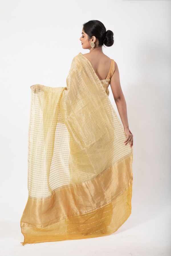 Light Lemon Kora Saree with chunri buti For Cheap