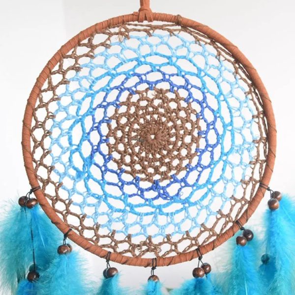 Blue   Green   white Feathers - Crochet Circle Dream Catcher Discount