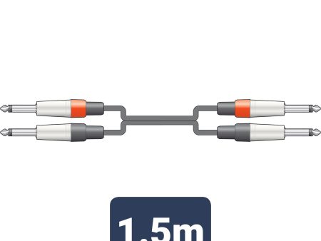 Citronic Classic Audio Leads 1.5m 2 x 6.3mm Mono Jack Plugs - 2 x 6.3mm Mono Jack Plugs on Sale