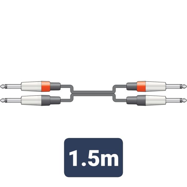 Citronic Classic Audio Leads 1.5m 2 x 6.3mm Mono Jack Plugs - 2 x 6.3mm Mono Jack Plugs on Sale