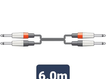 Citronic Classic Audio Leads 6m 2 x 6.3mm Mono Jack Plugs - 2 x 6.3mm Mono Jack Plugs Sale