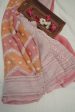 Light Pink Peach Khaddi Chiffon Saree with Silver Zari Online now