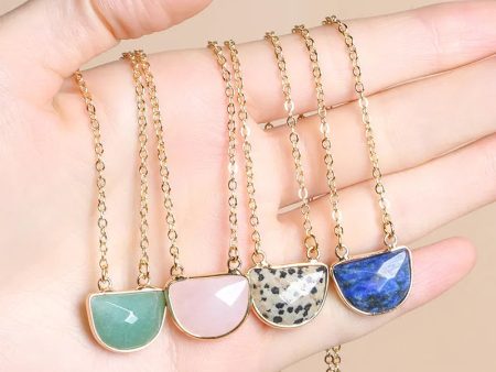 Gibbous Moon Gemstone Pendant Necklace Hot on Sale