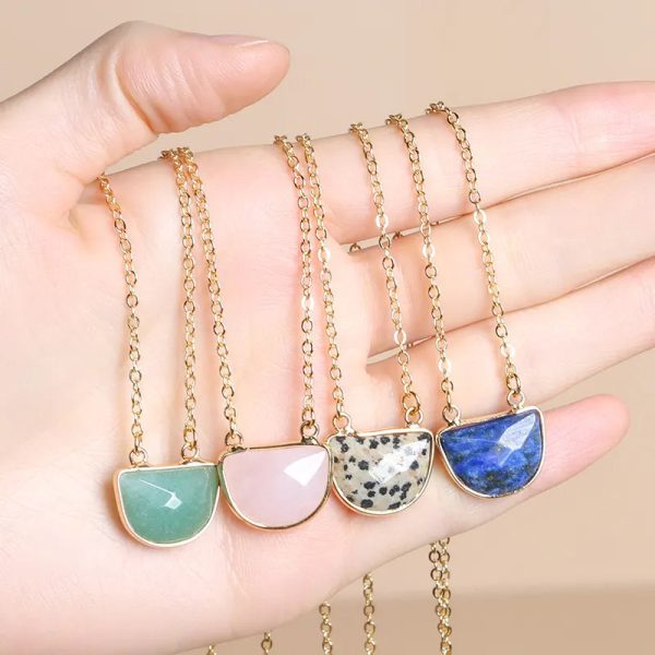 Gibbous Moon Gemstone Pendant Necklace Hot on Sale