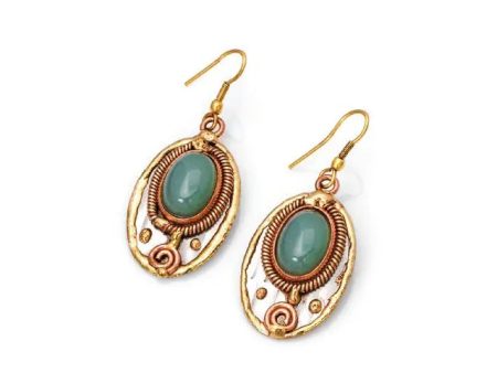 Anju Jewelry - Mixed Metal and Aventurine Earrings For Sale