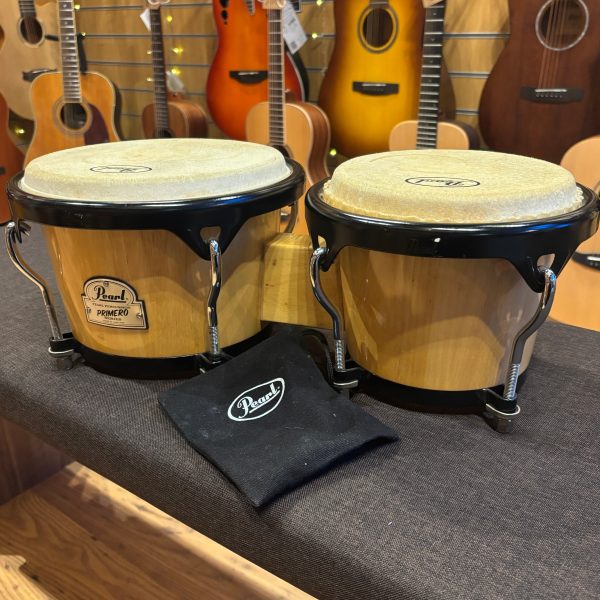 Pre-Loved Pearl Primero Series Bongos Natural Inc. Case For Cheap