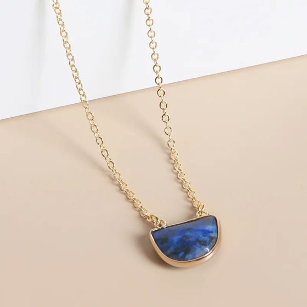 Gibbous Moon Gemstone Pendant Necklace Hot on Sale