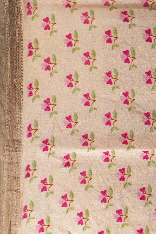 Beige Chiniya Silk Saree Discount