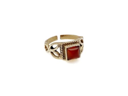 Anju Jewelry - Red Onyx Ring - Gold Online now