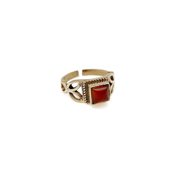 Anju Jewelry - Red Onyx Ring - Gold Online now