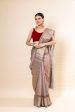 Grey and Pink shaded Russian Silk Saree Discount