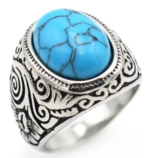 Carved Design Gemstone Ring on Sale