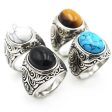 Carved Design Gemstone Ring on Sale