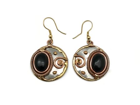 Anju Jewelry - Mixed Metal & Black Onyx Earrings For Cheap