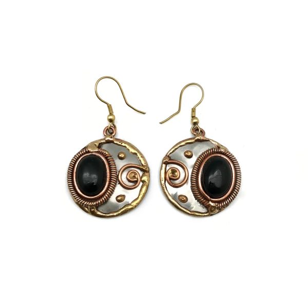 Anju Jewelry - Mixed Metal & Black Onyx Earrings For Cheap