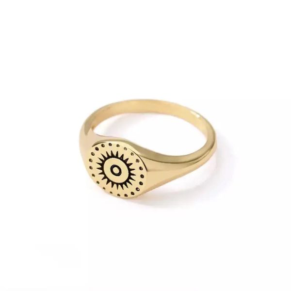 18k Gold Plated Ring - Evil Eye Discount