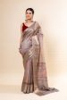 Grey and Pink shaded Russian Silk Saree Discount