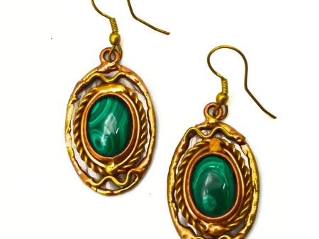 Anju Jewelry - Mixed Metal and Malachite Earrings For Cheap