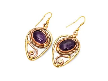 Anju Jewelry - Mixed Metal and Amethyst Earrings For Cheap