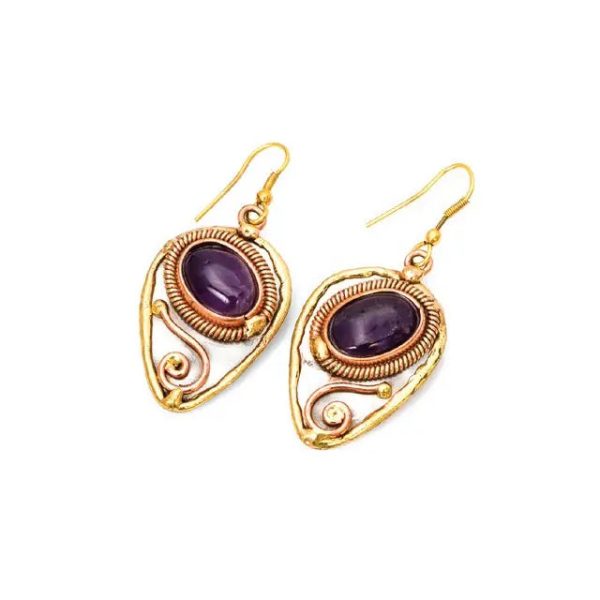 Anju Jewelry - Mixed Metal and Amethyst Earrings For Cheap