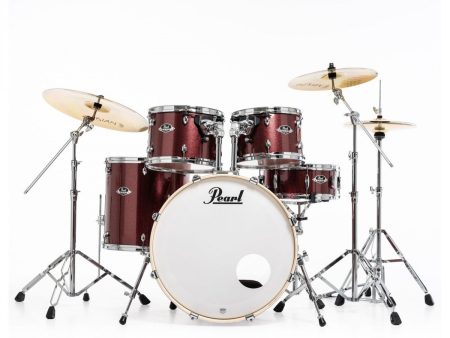 Pearl Export Black Cherry Glitter 5 Piece Drum Kit including Sabian SBR Cymbals (22 , 10 , 12 , 16 , 14  snare) Fashion