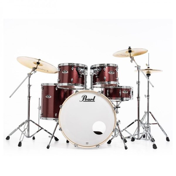 Pearl Export Black Cherry Glitter 5 Piece Drum Kit including Sabian SBR Cymbals (22 , 10 , 12 , 16 , 14  snare) Fashion