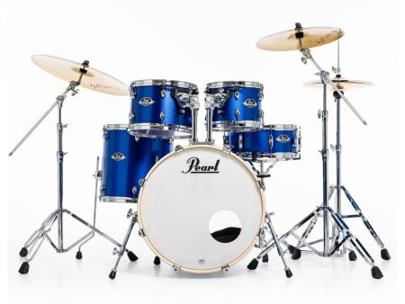 Pearl Export High Voltage Blue 5 Piece Drum Kit including Sabian SBR Cymbals (20 , 10 , 12 , 14 , 14  snare) Hot on Sale